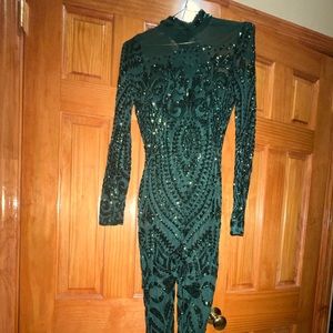 Green embellished Jumpsuit/Romper.